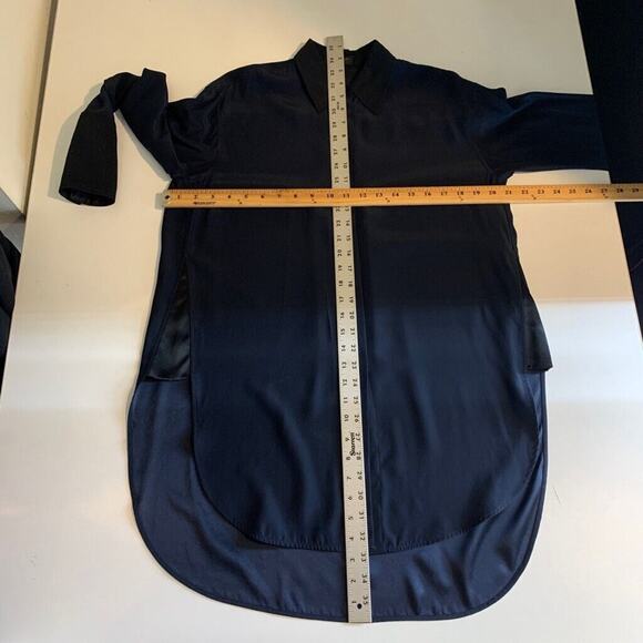 Rag & Bone Shirt Womens XS Extra Small Navy Black Silk Hidden Button Shirttail - Picture 7 of 11